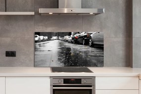 Panel szklany do Kuchni Samochody na Jesiennej Drodze