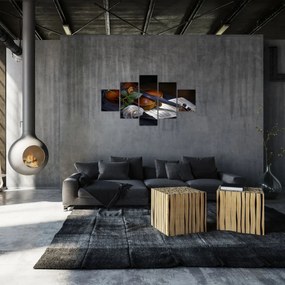 Obraz - Róże i skrzypce (125x70 cm)