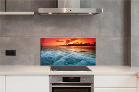 Panel szklany do Kuchni Drzewa nad Morzem o Zachodzie