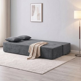 HOMCOM Sofa rozkładana, sofa podłogowa bez stelaża z grubą, wysokiej gęstości pianką, szerokim i głębokim siedziskiem, ciemnoszary | Aosom PL