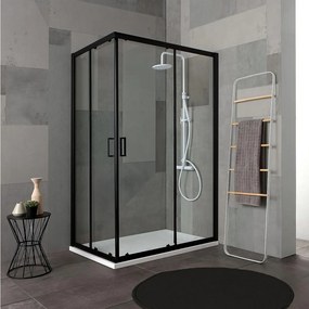 Kabina prysznicowa prostokątna "Cielo" ze szkła transparentnego z matowym czarnym profilem cm 80x120 190h