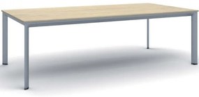 Stół konferencyjny do biura PRIMO INVITATION, 240x120 cm, szaro-srebrna podstawa, dąb naturalny
