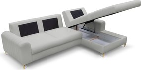Masseno Narożnik VERONA z funkcją spania i pojemnikiem na pościel Narozniki L, Rozkładana sofa - Jasnoszary, LOFT 18