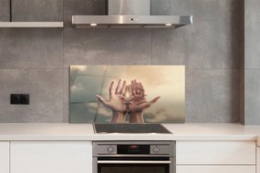 Szklany Panel Ręce Wzniesione ku Niebu