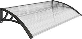 Outsunny Daszek nad drzwi/okno, odporny na warunki atmosferyczne, przezroczysty, aluminiowe pręty łączące/poliwęglan, 110 x 60 x 18 cm | Aosom PL