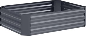 Outsunny Podwyższona grządka z ocynkowanej stali, Ogrodowa donica, Skrzyniopojemnik 120 x 90 x 30 cm, Ciemnoszary
