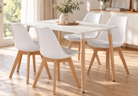 Zestaw stół z krzesłami Dolmo 080 - stół 120x80 cm biały i 4 białe krzesła