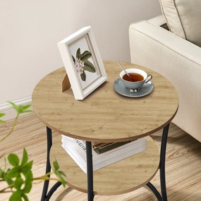 Stolik kawowy okrągły z półką - artisan - LET056B88