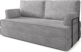 Masseno Sofa piankowa SILAR z funkcją spania, Kanapa z pianki do salonu, Bezmontażowa, Tkanina sztruksowa – Jasnoszary POSO 55