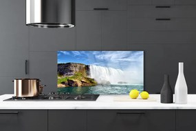 Szkło do Kuchni na Ścianę Kaskada Wody nad Oceanem