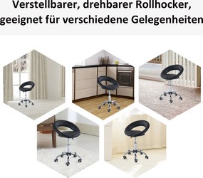 HOMCOM Taboret na kółkach taboret roboczy krzesło obrotowe taboret kosmetyczny z regulacją wysokości czarny