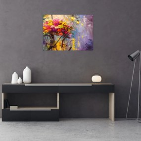 Obraz - Koło z kwiatami (70x50 cm)