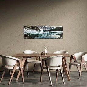 Obraz - jezioro zimą (z zegarem) (90x30 cm)