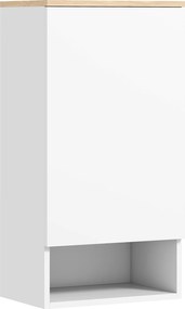 HOMCOM Szafka Ścienna do Łazienki, Szafka Łazienkowa z Regulowanymi Półkami, Otwartą Półką, Drewniana, Biała