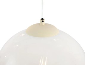 Lampa wisząca w stylu Art Deco beżowa z białym szkłem 7-źródłowa - Sandra ArtDeco Oswietlenie wewnetrzne
