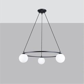 Biało-czarna lampa wisząca ze szklanym kloszem Umerta – Sollux