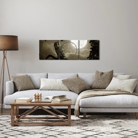 Obraz - Nocna sowa, złoty (z zegarem) (90x30 cm)