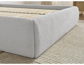 Jasnoszare tapicerowane łóżko dwuosobowe ze schowkiem/bez zagłówka ze stelażem 180x200 cm Inera – Bobochic Paris