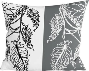 Bawełniana poszewka na poduszkę TIRSO POLY 45x45 cm, szaro-biała