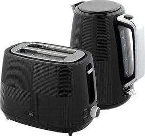 HOMCOM Zestaw czajnika i tostera, 1,7 L, różne funkcje, stal nierdzewna, czarny