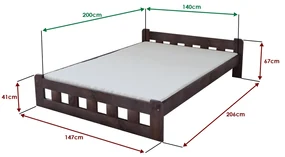 Łóżko Naomi podwyższone 140 x 200 cm, orzech Stelaż: Ze stelażem listwowym elastycznym, Materac: Materac Coco Maxi 20 cm