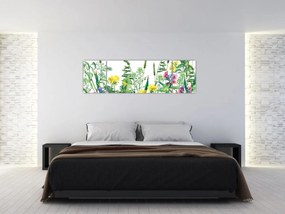 Obraz - Malowane kwiaty łąkowe (170x50 cm)