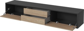 Szafka RTV uniwersalna LIVIA 180 cm do Salonu pod Telewizor 2 Szuflady - Antracyt