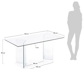 Stół ze szklanym blatem 90x200 cm Burano – Kave Home
