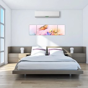 Obraz - Motyl nad kwiatem, abstrakcja (170x50 cm)