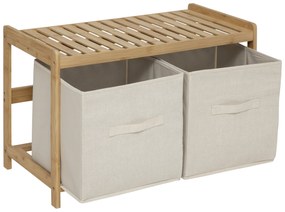 Ławka do łazienki TIDY BOX, 2 pojemniki do przechowywania, 66,8 x 44 x 35 cm