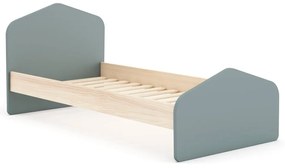 Łóżko dziecięce w dekorze sosny ze stelażem 90x190 cm w naturalnym kolorze/szarozielone Estefania – Marckeric
