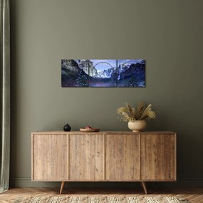 Obraz zimowego górskiego krajobrazu (z zegarem) (90x30 cm)