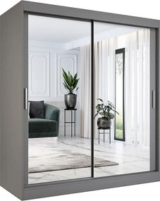 Antracytowa szafa przesuwna lustrzana 180 cm F2-P01