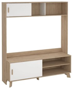 Biało-naturalny zestaw pod TV w dekorze dębu 159x181x48 cm Ikast – Tvilum