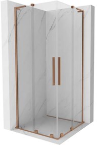 Mexen Velar L Duo kabina prysznicowa rozsuwana 80 x 80 cm, transparent, miedź szczotkowana - 871-080-080-02-03-65