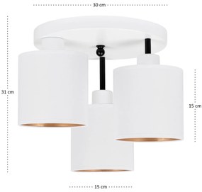 Lampa sufitowa biała trzypunktowa z białymi abażurami C-3030WE-WEWEWE