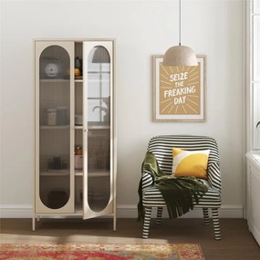 Kremowa metalowa witryna 80x186x40 cm Luna – Støraa