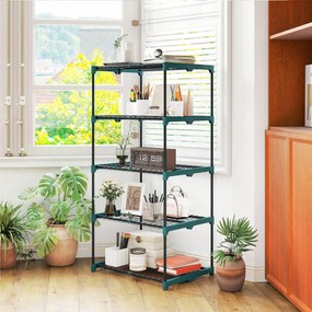 Outsunny 5-poziomowy stojak na rośliny, 138 cm wysokości, stojak na kwiaty do wnętrz i na zewnątrz, regał na rośliny ze stali, Ciemnozielony | Aosom PL