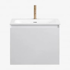 Zestaw Wiszących Mebli Łazienkowych Zintegrowany Z Umywalką Macrae Biała & Bezlusterkowiec & Złoto ↑20 - Sklum