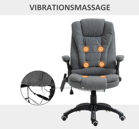 Vinsetto Fotel z masażerem fotel biurowy fotel do gier Regulowane siedzisko Maksymalny udźwig 120 kg Ciemnoszary | Aosom PL