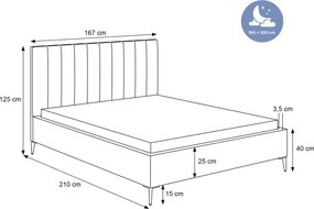 Łóżko Mona Slim III 160 Tkanina VELUTTO 10 stelaż metalowy