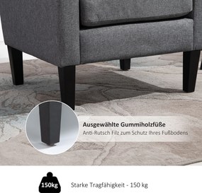 HOMCOM Fotel jednoosobowy fotel relaksacyjny krzesło jednoosobowe fotel tapicerowany drewniane nóżki tkanina lniana jasnoszary