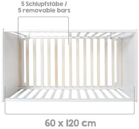 Białe łóżeczko z baldachimem 60x120 cm Stars Gray – Roba