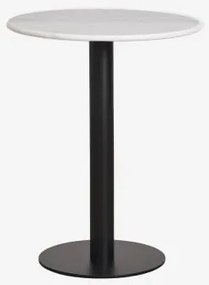 Okrągły Barowy Stół Z Naturalnego Kamienia Xiren Ø60 Cm & Czarny & Biały Marmur Guangxi - Sklum