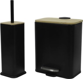 Wąski kosz łazienkowy z bambusem ZETRU, 5 l