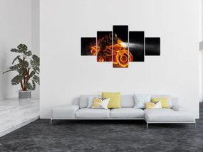 Obraz - Motocyklista z płomieniami (125x70 cm)
