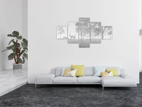 Obraz - Łąka z jeleniami (125x70 cm)
