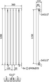 Mexen Nevada grzejnik dekoracyjny 1200 x 360 mm, 483 W, czarny - W201-1200-360-00-70