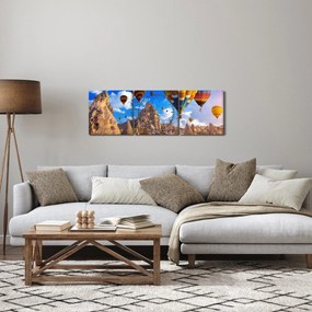 Obraz - Balony na ogrzane powietrze, Kapadocja, Turcja. (z zegarem) (90x30 cm)