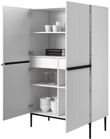 Komoda wysoka Nicole z metalowymi uchwytami i nogami 100 cm - biały mat / czarne nóżki